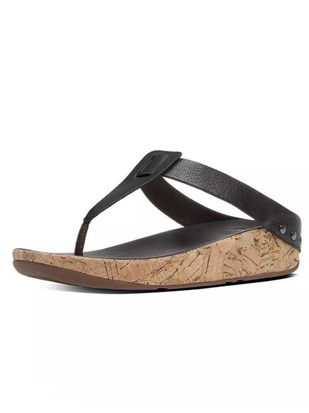 Fitflop Ibiza Leather and Cork T Bar Sandals 8